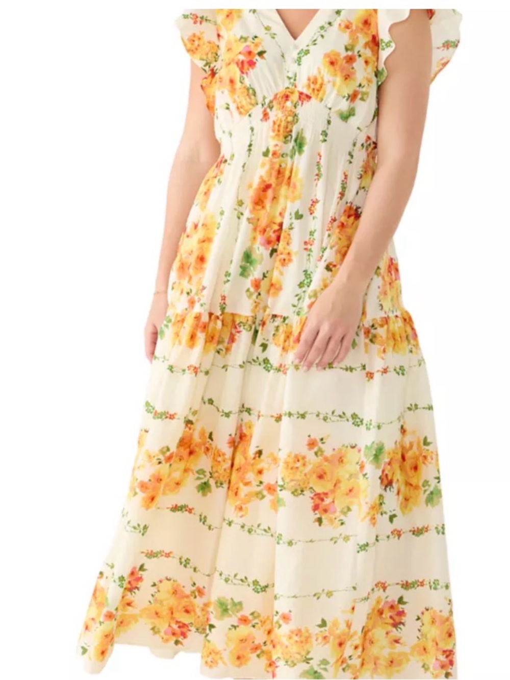Taylor Yellow Floral Tiered Maxi Dress